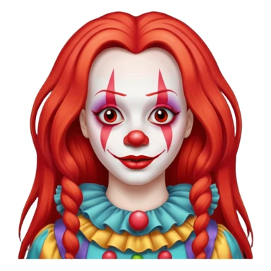 red straight very  long hair female clown sticker