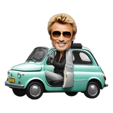 Johnny Hallyday sur le toit d'un fiat multipla sticker