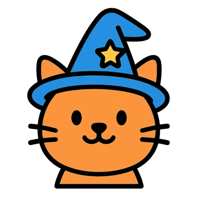 A cat wearing a wizard's hat sticker
