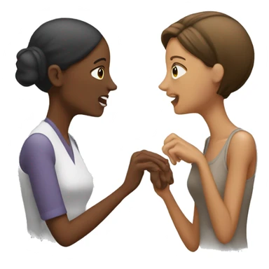 one woman saying something into the ear of another woman closing by hand sticker