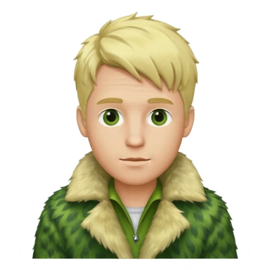  blonde male in green fur coat  sticker