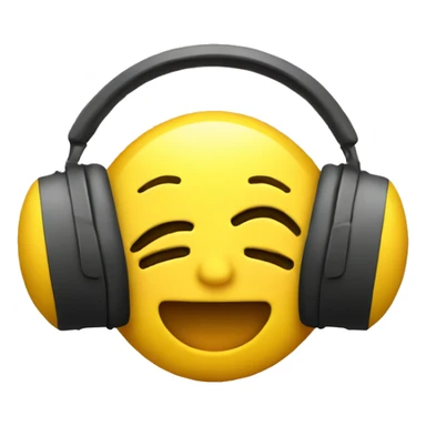 enjoing/happy with closed eyes face emoji (yellow) with headphones listening to music  sticker