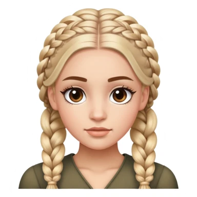 Beautiful character with Dutch braids, long dramatic eyelashes, and a very attractive face sticker