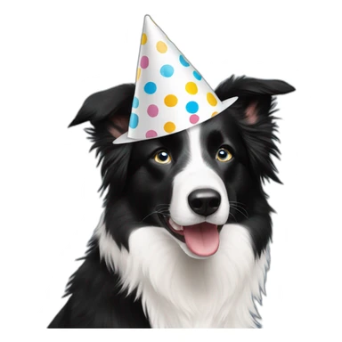 blue eyes border collie happy birthday hat sticker