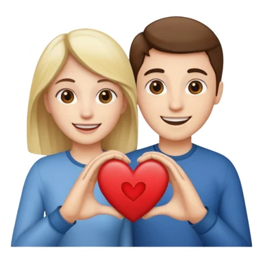 Two people holding half a heart up sticker