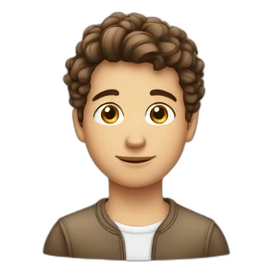 un garçon français, peau blanche cheveux brun non bouclé yeux bruns sticker