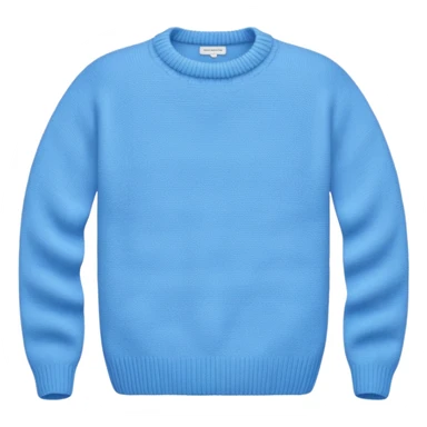sky-blue knitted wool sweater, round neck with up. sticker