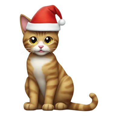 cat wearing santa hat sticker