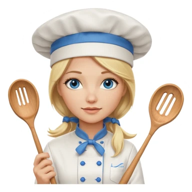 Full body 
Sexy Long Blonde hair blue eyed female chef sticker