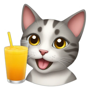 cat with juice nips sticker