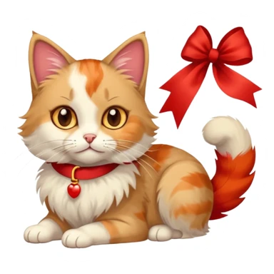 Dilute calico cat with ribbon sticker