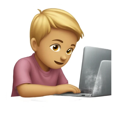  small child thinking with laptop sticker