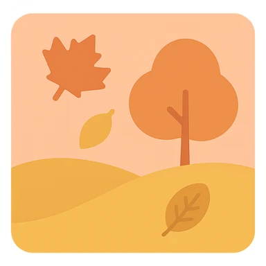fall season scene in a square with leaves, warm tones sticker