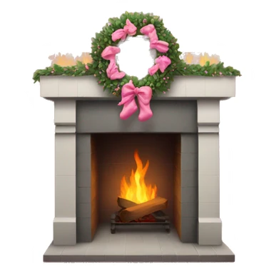 Brick fireplace with pink wreath and pink stockings sticker