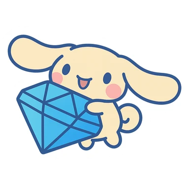 pastel toon style Cinnamoroll with a diamond sticker