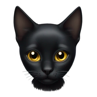 Petite, solid black cat with sleek fur, light yellow eyes, and small black pointed tufts of pointed hairs at the very tips of her ears only, no tufts on the lower ear, blending in with her black fur, fully body, no white markings sticker