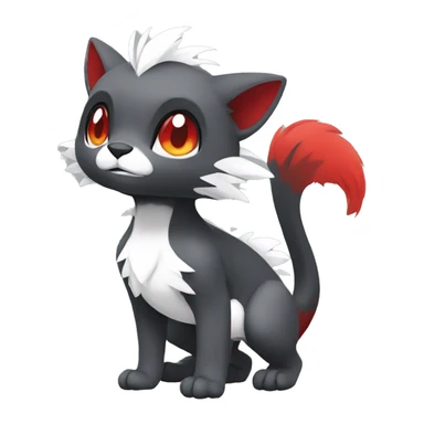 Cute cool black red white grey animal hybrid Fakemon full body sticker