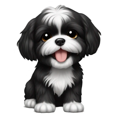 happy black shih tzu puppy sticker