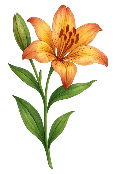 lily flower, detailed, vibrant, botanical illustration sticker