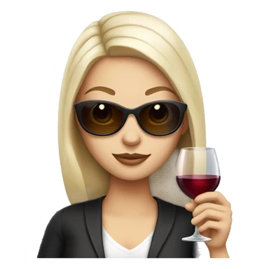 White girl wearing sunglasses holding one glass of wine  sticker