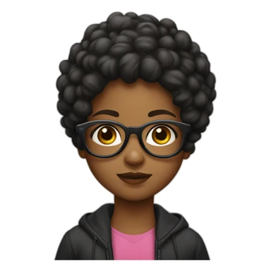 Niña raza blanca pelo negro oscuro liso con gafas cuadradas sticker