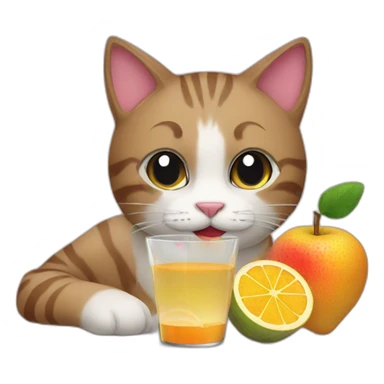 cat drinking fruit juice sticker