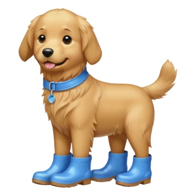 golden retriever with blue rainboots sticker