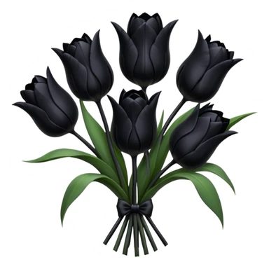 goth tulip bouquet, black tulips, spiderweb details sticker