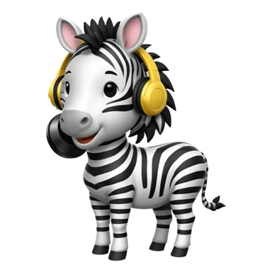 A zebra listening to music sticker