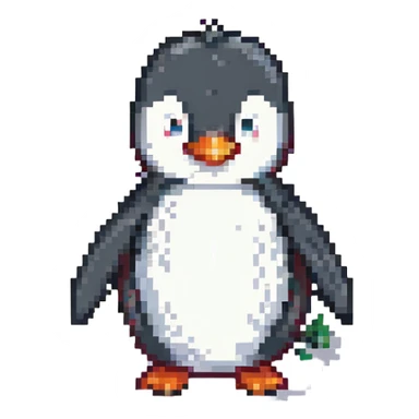 cartoon penguin, smiling, side/front view sticker