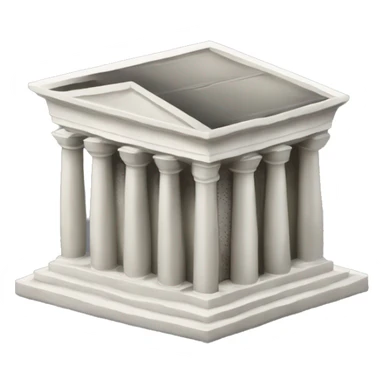 Emoji de edificio de banco: estructura clásica, columnas, puerta grande y símbolo de moneda o dólar sticker