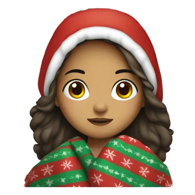 Hispanic Girl with Christmas blanket  sticker
