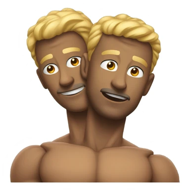 Two men with muscly legs hugging and kissing sticker