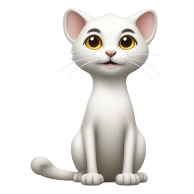 white cat standing tall like a meerkat sticker