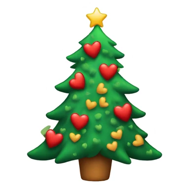 Christmas tree decorated with hearts sticker