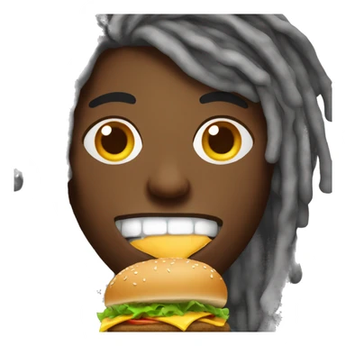 Black guy with dreadlock hair and a full face of make up eating a cheeseburger  sticker