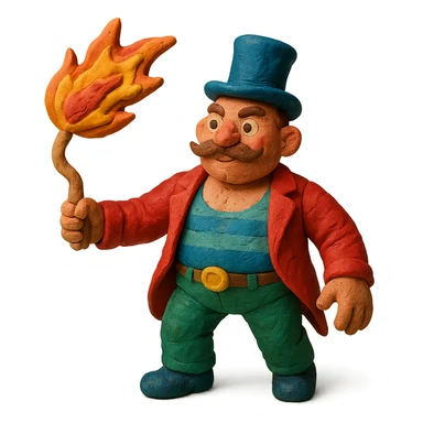 vintage circus artist with a fire whip sticker