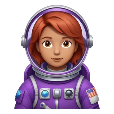 gen z with red/brown hair in purple astronuat suit sticker