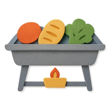 paper craft style buffet service with layered paper food and trays sticker