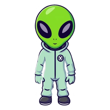tall alien wearing stylish outfit sticker