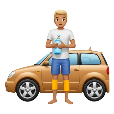 man washing a car on the street sticker