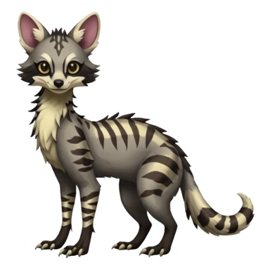 Feral Rare Fantasy dark tropical Vernid-Sergal-Genet-Trico-species by LiLaiRa, random markings, tufted tail, tufted ears, full body sticker
