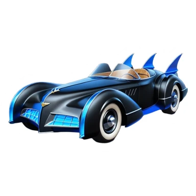  the animated series aerodynamic opulent dark futuristic concept Batmobile loosely based on 1956 V16 Cadillac roadster(flat long straight faceted mechanical body) winged stealthy street hot rod  sticker