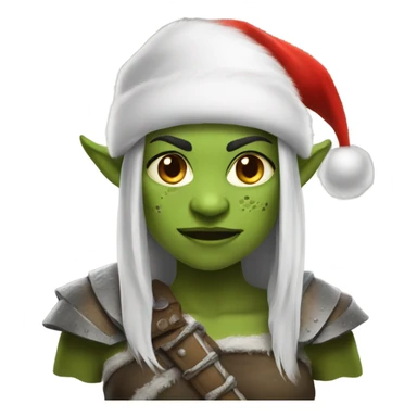 orc female warrior with santa hat sticker