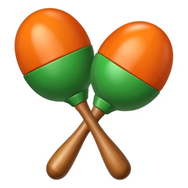 Green-and-orange maracas with glossy finish and thick handles.



 sticker