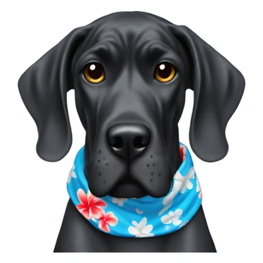 Black Great Dane with Hawaiian blue bandana red  sticker