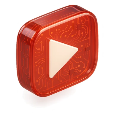 glossy circuit style YouTube play button sticker