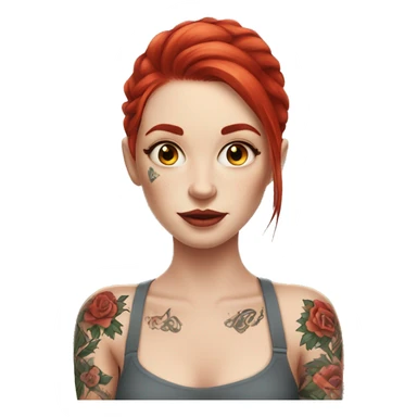 Beautiful girl with white skin, long red hair and arms tattoos sticker