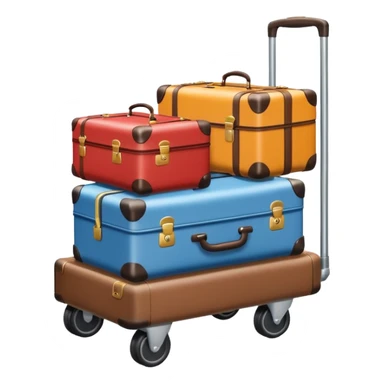 luggage on a baggage cart and the laggage color is diffrent  sticker