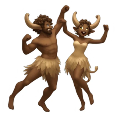 satyr and nymph dance sticker